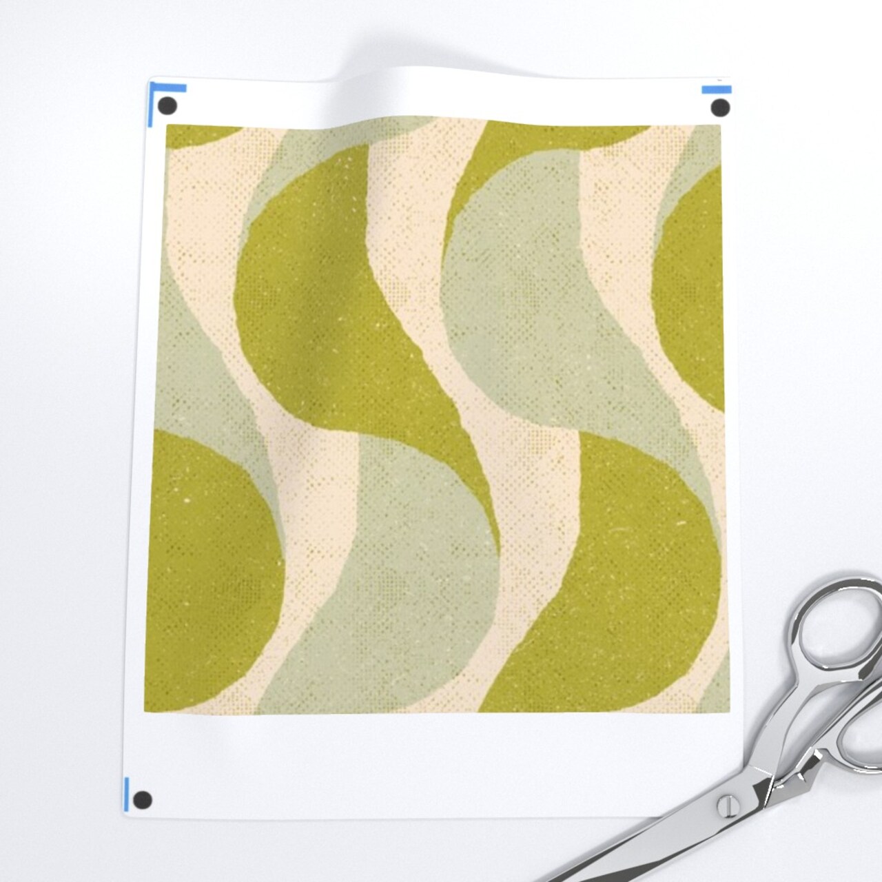Retro Green Cream Bold Geometric 70S Groovy Earth Tones Swirls Custom Printed Fabric by Spoonflower Various Fabrics by the Yard or Fat Quarter